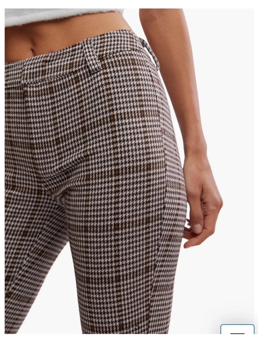 Free People Molly Houndstooth Plain Slim Fit Pants